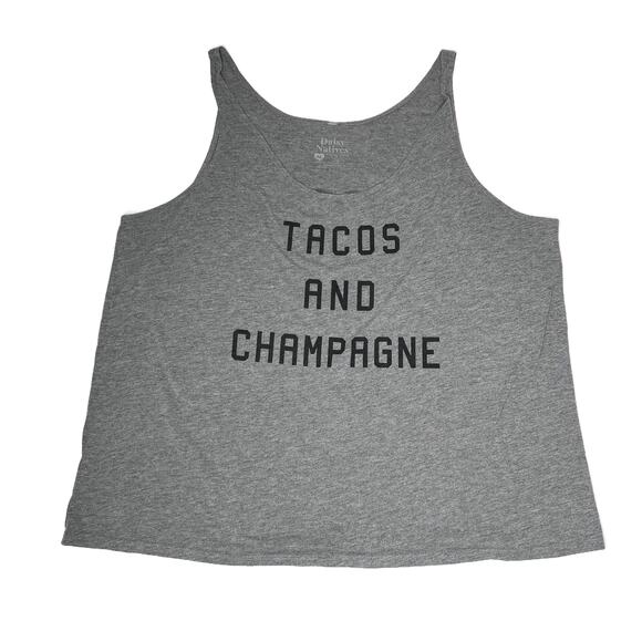 Daisy Natives Tacos and Champagne Tank Top Grey/Black Graphic Print size XL - Picture 5 of 9